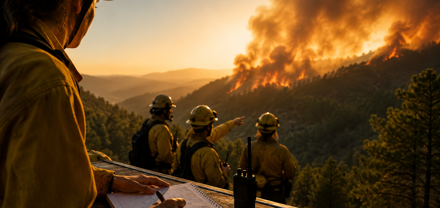 Equipo técnico analizando un incendio forestal para planificar su prevención y protección