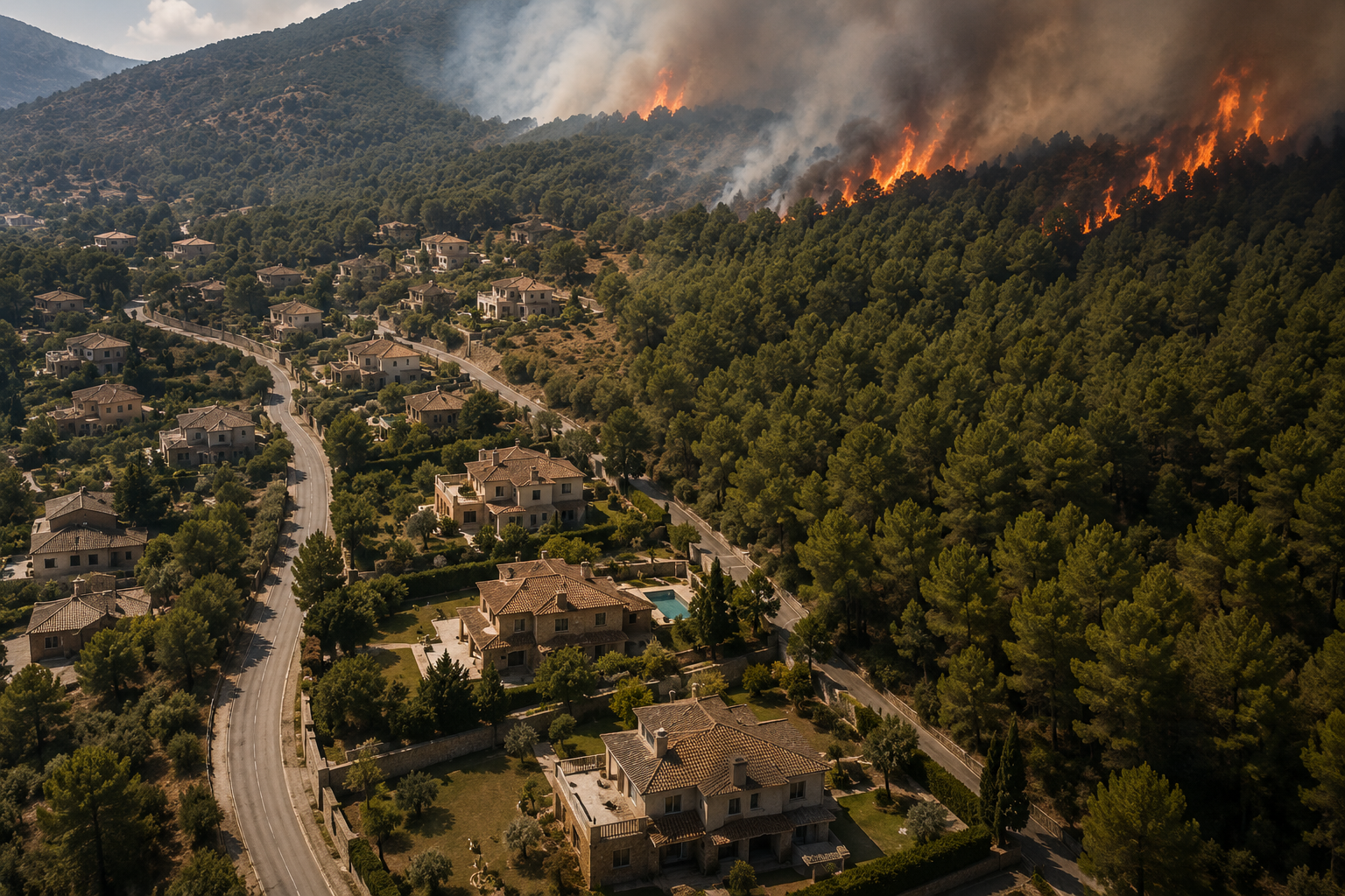 Municipio situado junto a una zona forestal amenazada por un incendio