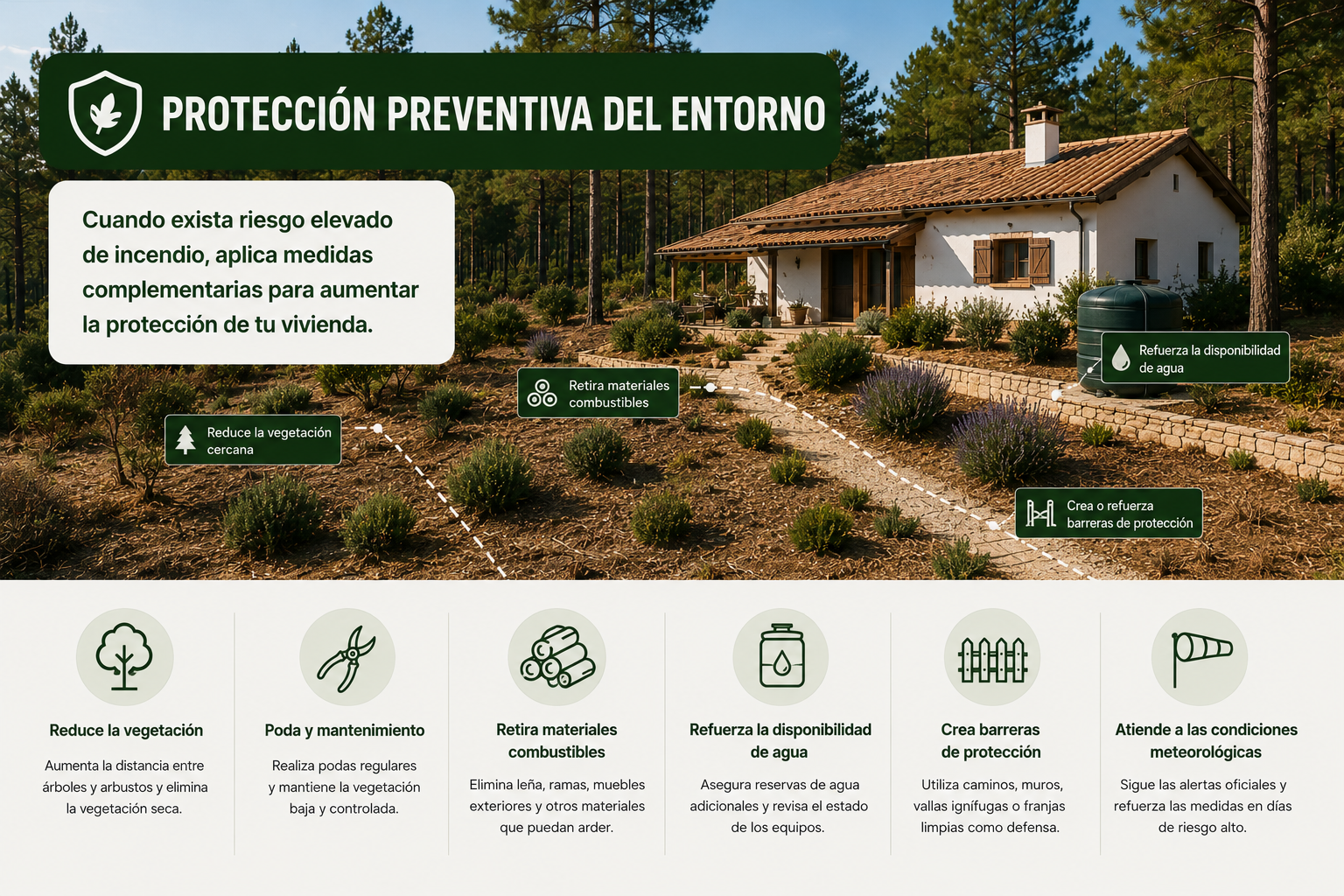 Medidas preventivas para reforzar temporalmente el entorno de una vivienda