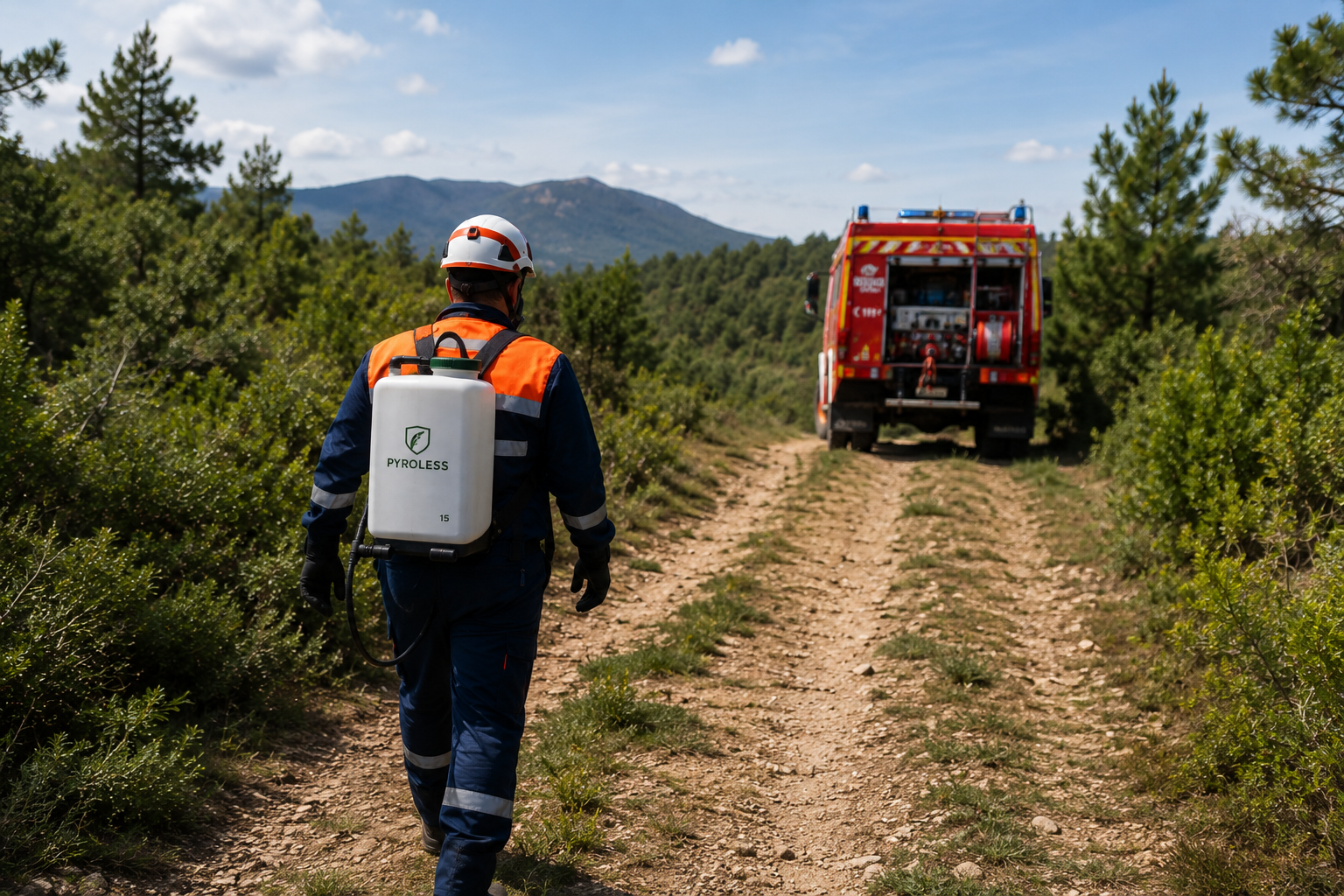 Equipo de emergencia durante un ensayo de campo con PYROLESS